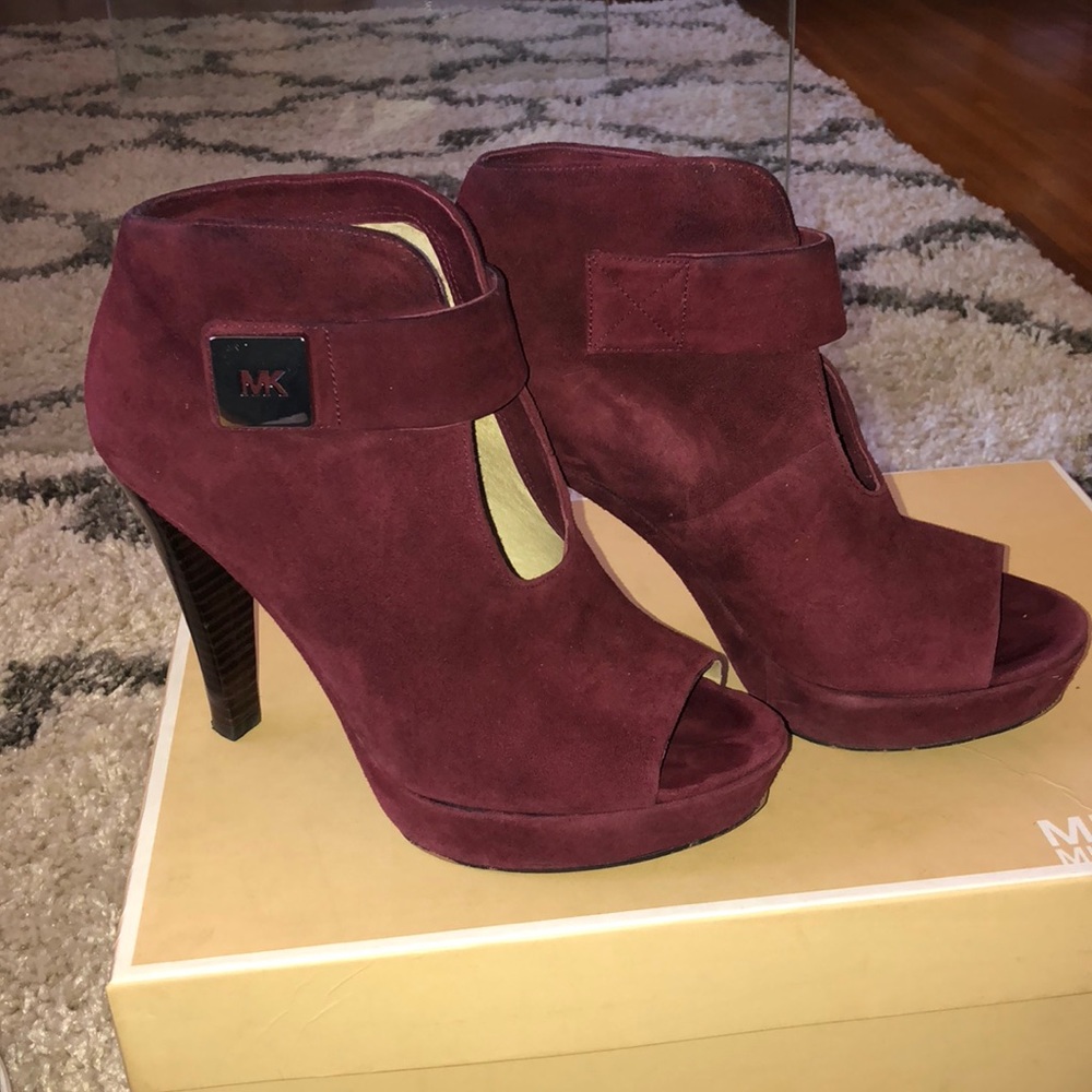 Michael Kors Bordeaux Peep-Toe Platform Booties